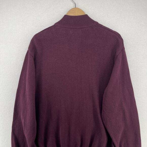 ALEX CANNON Sweater Mens XL 1/4 Zip Jumper Argyle Cotton Pullover Maroon - Picture 7 of 14